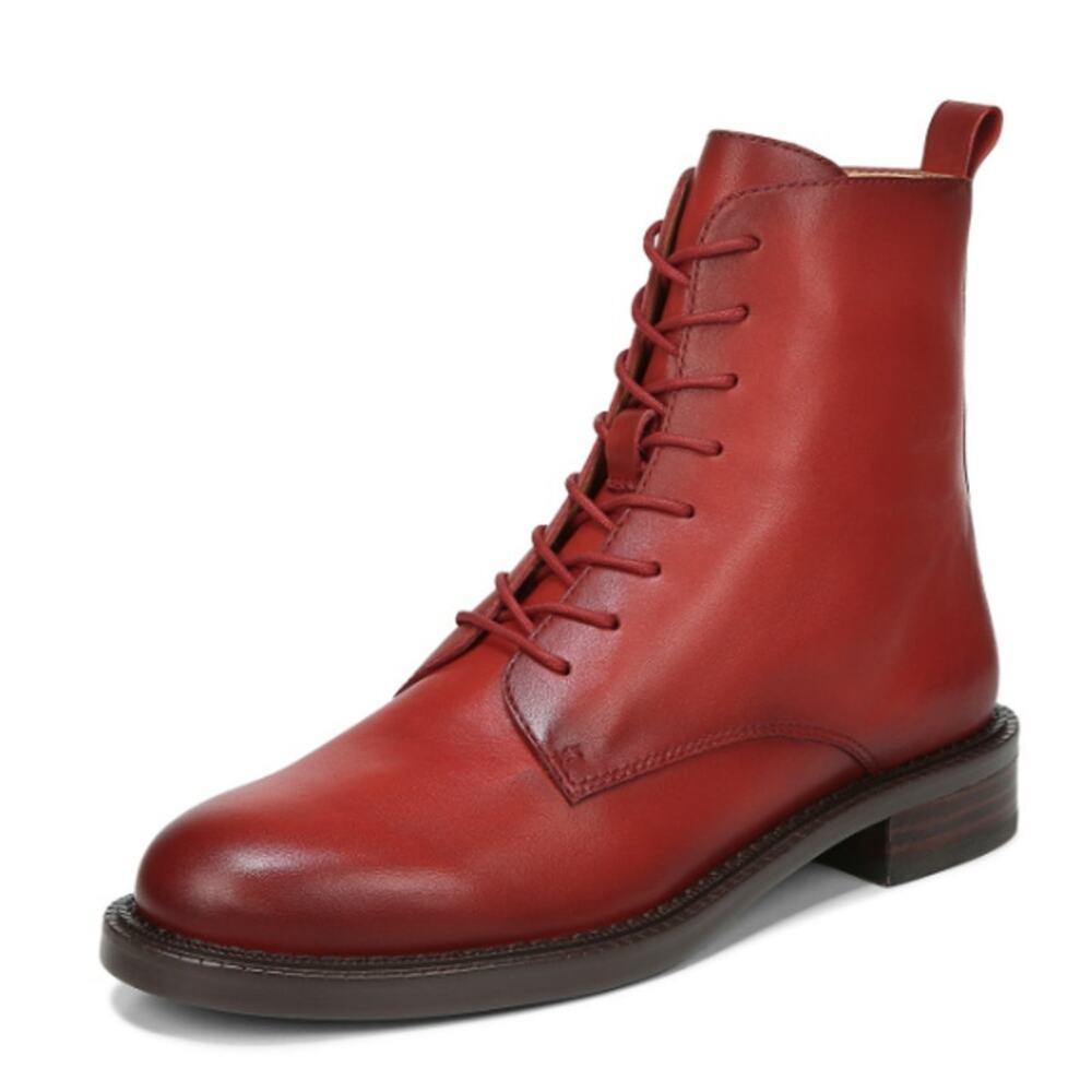 Sam Edelman Womens Nina Combat Ankle Boots Size 8 M Red Leather NIB
